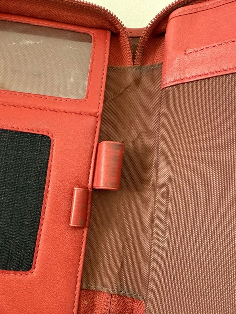 Coach Leather Zip Around Wallet Organizer Vintage Red